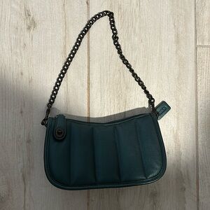 Coach Green Leather Swinger 20 With Quilting Bag